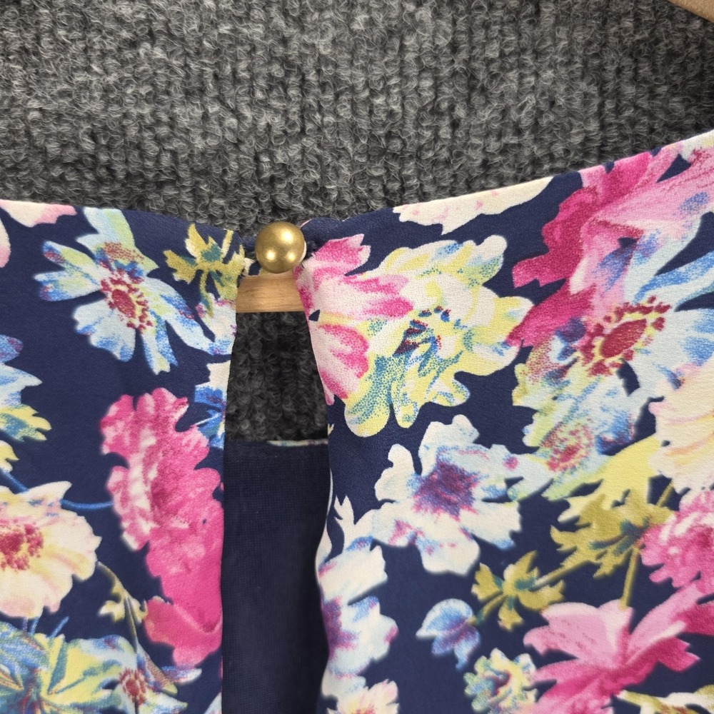 55-LuLu's Dress Wmns Medium Navy Blue Floral Bell Sleeve Fit & Flare Mini A-Line - Picture 11 of 16